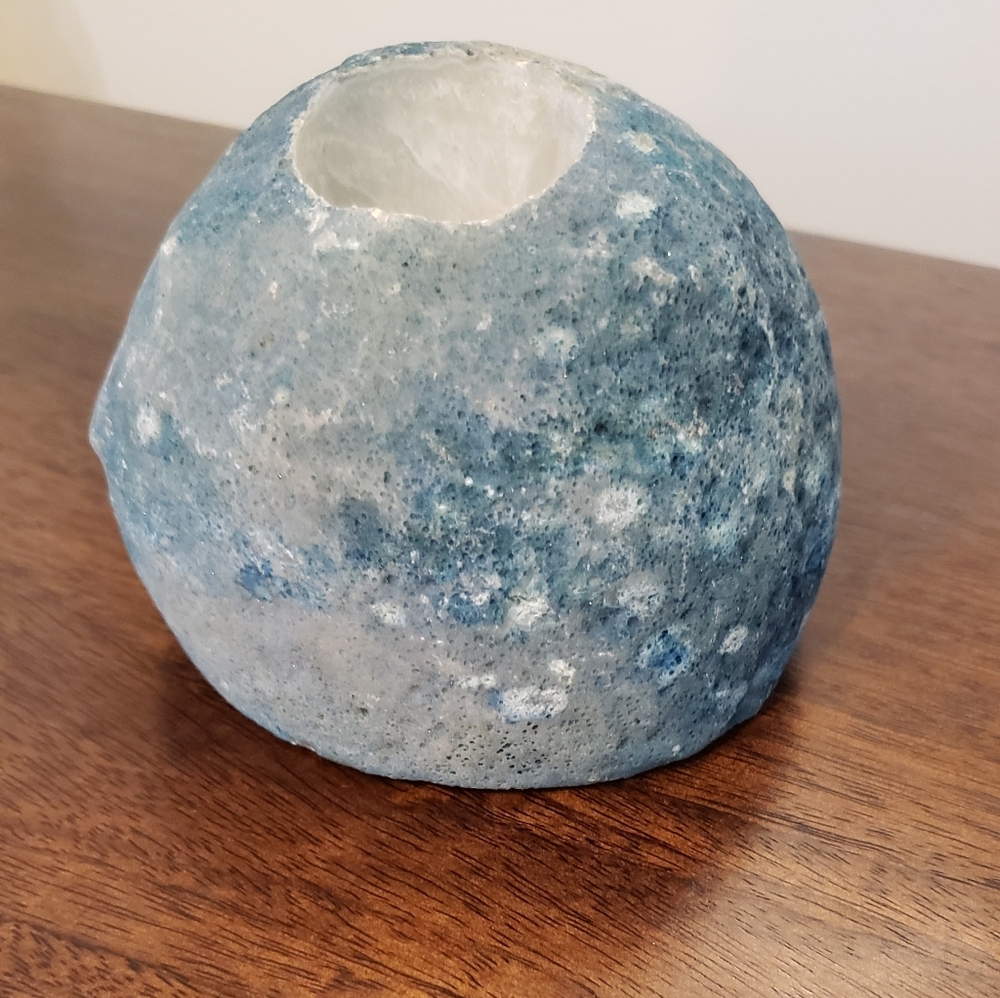 Blue Geode Bookend/Candle Holder Made in Brazil - Picture 3 of 8